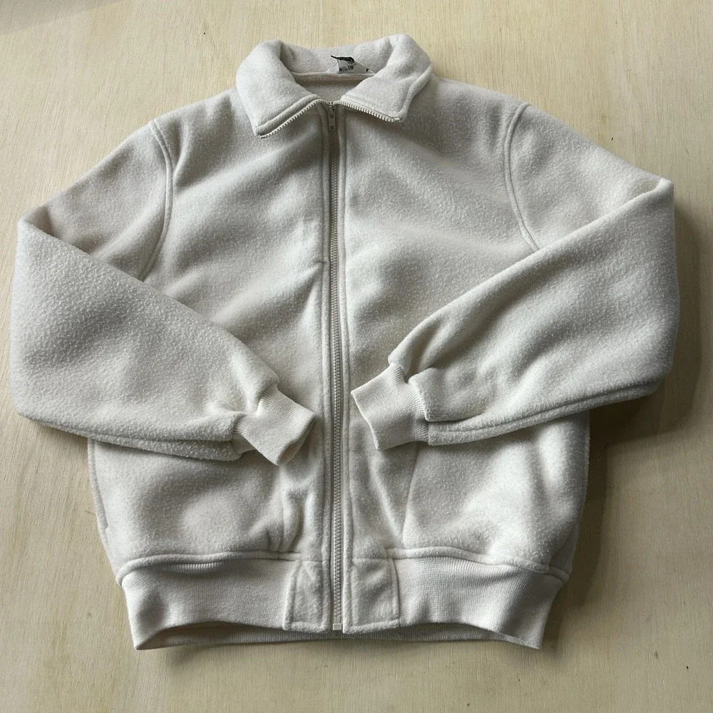 Vintage Pacific Trail Fleece Jacket Mens Large White Full Zip Pockets Casual